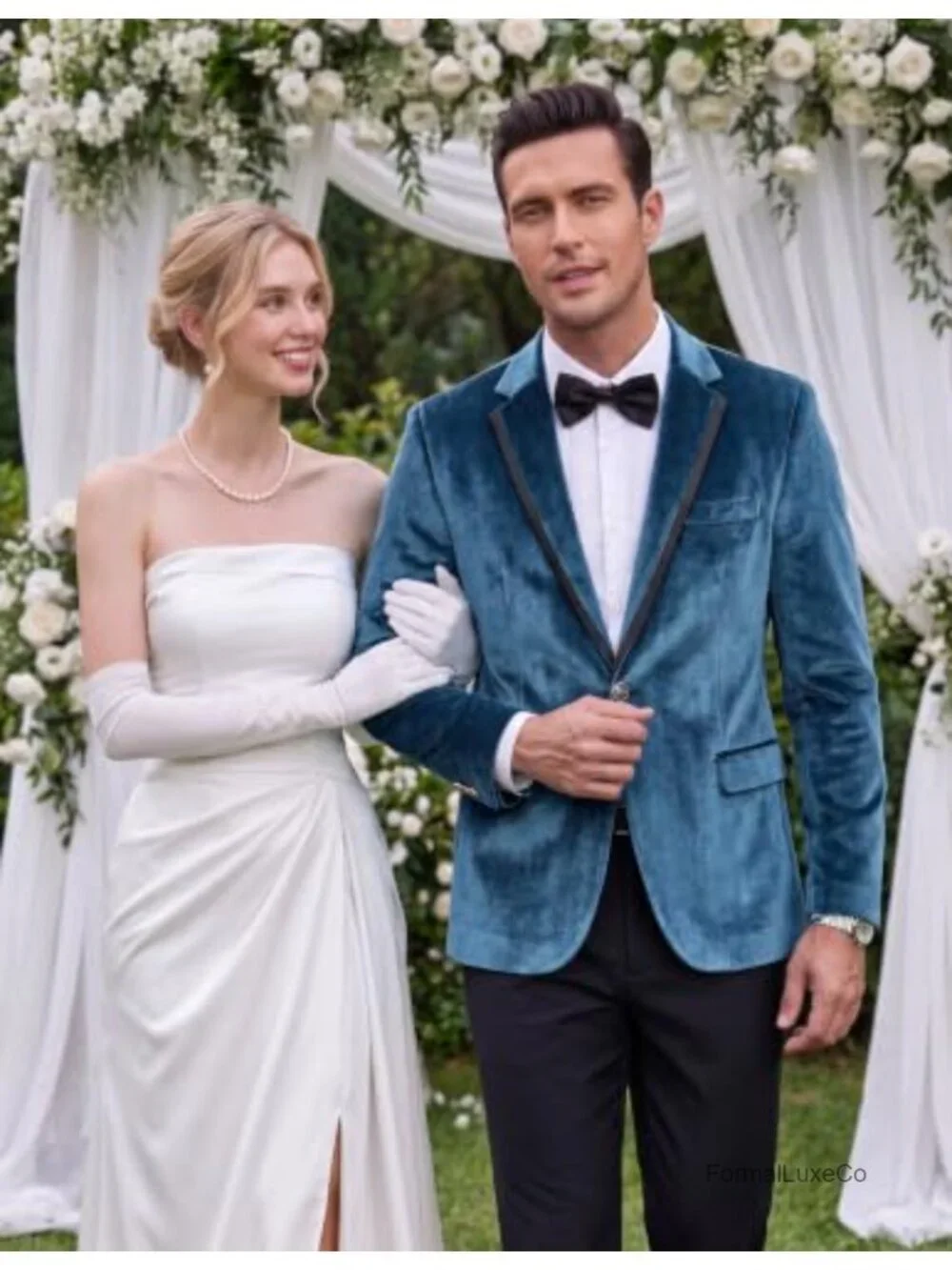 Men's Velvet Tuxedo Blazer One Button Slim Fit Wedding Suit Jacket